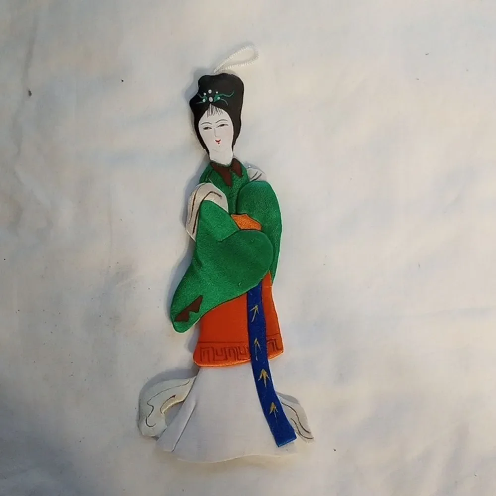 Set of Four Vintage Chinese Silk Lady Ornaments